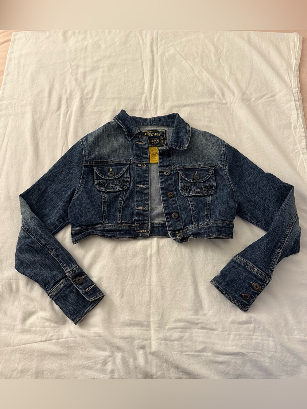 Vintage Star Jeans Cropped Denim Jacket // Y2K Medium Wash Jean Jacket